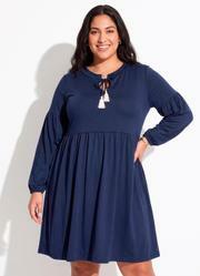 Vestido Marinho Mangas Bufantes Plus Size