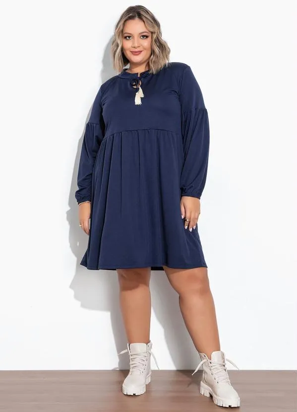 Marguerite - Vestido Marinho Mangas Bufantes Plus Size 3