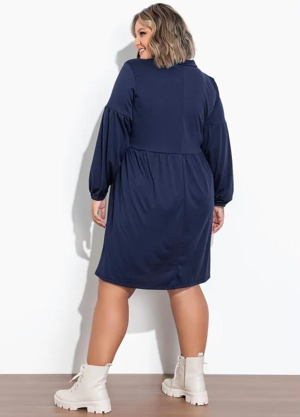 Marguerite - Vestido Marinho Mangas Bufantes Plus Size 4