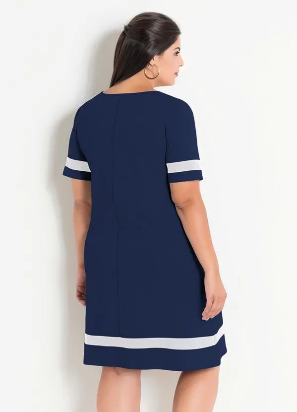 Marguerite - Vestido Marinho Plus Size com Estampa Frontal 2