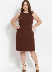 Vestido Marrom em Malha de Algod�o