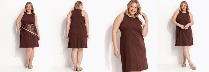 Vestido Marrom em Malha de Algodo