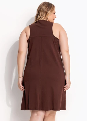 Marguerite - Vestido Marrom em Malha de Algodão - MARGUERITE