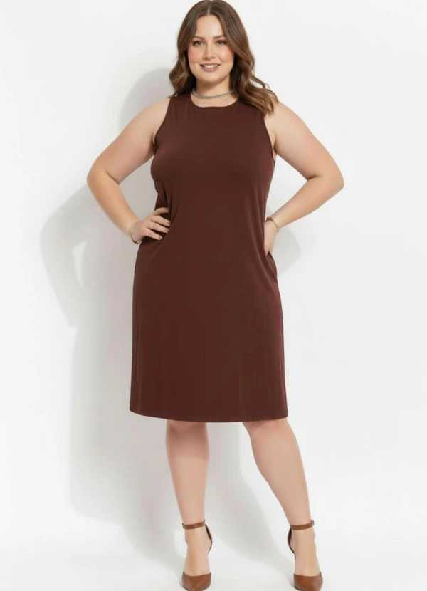 Marguerite - Vestido Marrom em Malha de Algodão