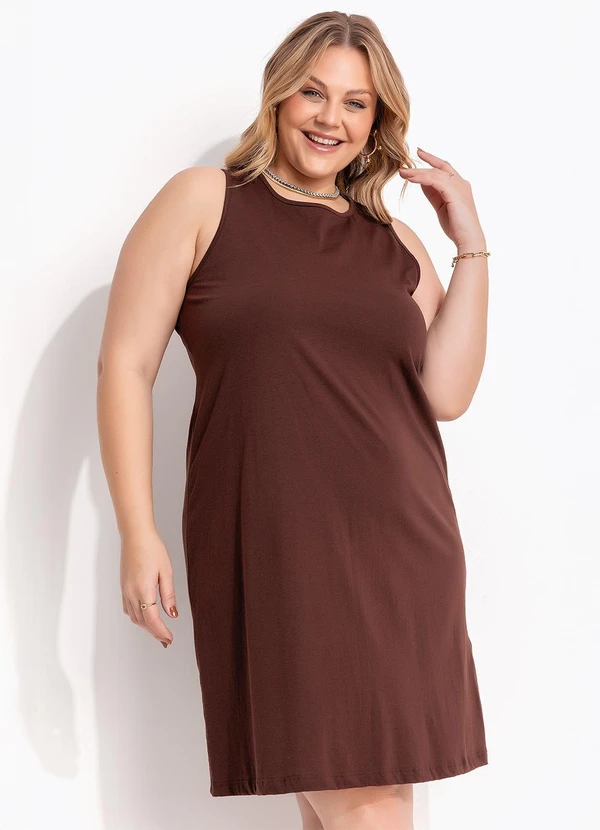 Marguerite - Vestido Marrom em Malha de Algodão 5