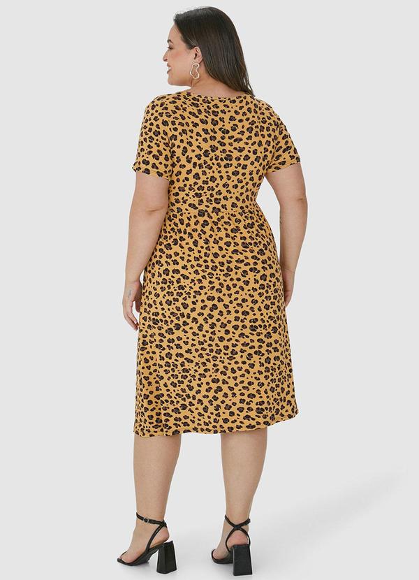 Malwee Plus - Vestido Marrom Transpassado Animal Print 2