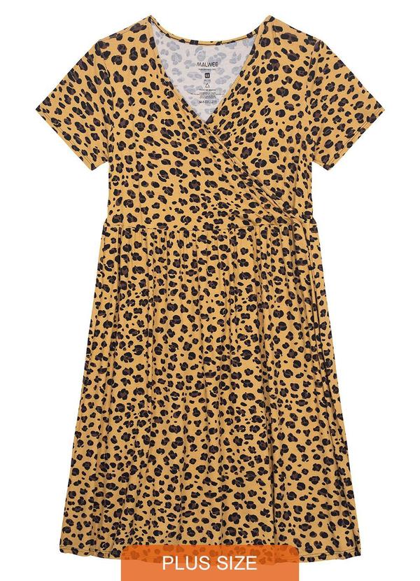 Malwee Plus - Vestido Marrom Transpassado Animal Print 6