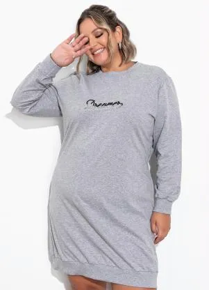 Marguerite - Vestido Mescla com Bordado e Paetê Plus Size - MARGUERITE