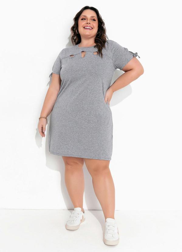 Queima Estoque - Vestido Mescla com Recortes Vazados Plus Size 2