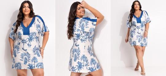 Vestido Natureza Azul em Malha Fria