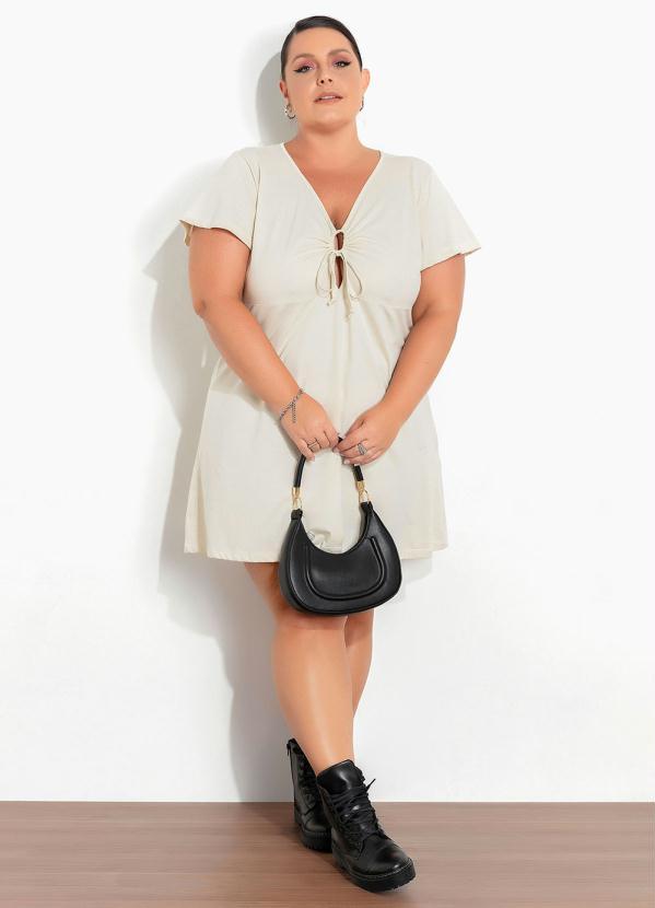 Marguerite - Vestido Off White com Amarração Plus Size 4