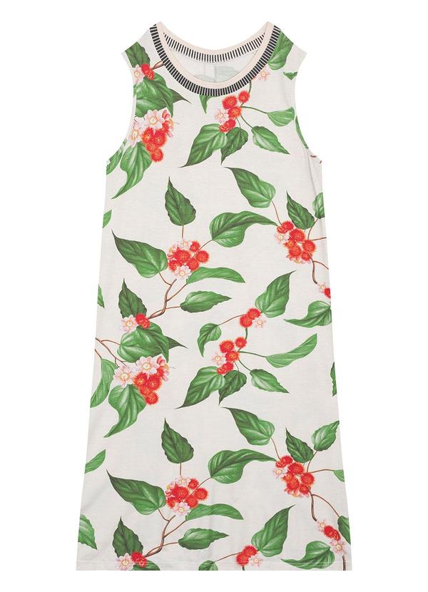 Malwee Plus - Vestido Off White Curto Tropical 3