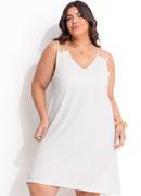Vestido Off White em Malha Texturizada