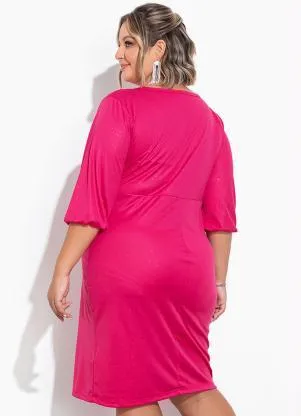 Marguerite - Vestido Pink com Brilho Tubinho Plus Size - MARGUERITE