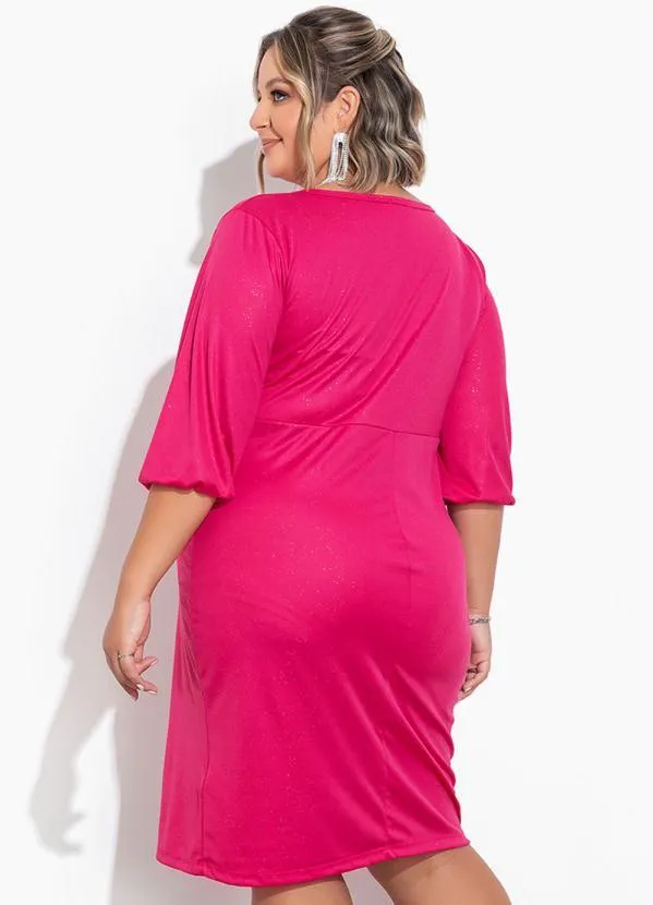 Marguerite - Vestido Pink com Brilho Tubinho Plus Size 4