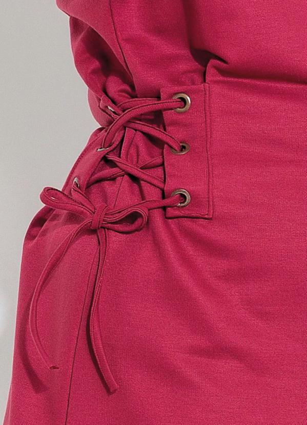 Outlet - Vestido Plus Size Bordô com Amarração na Cintura 4