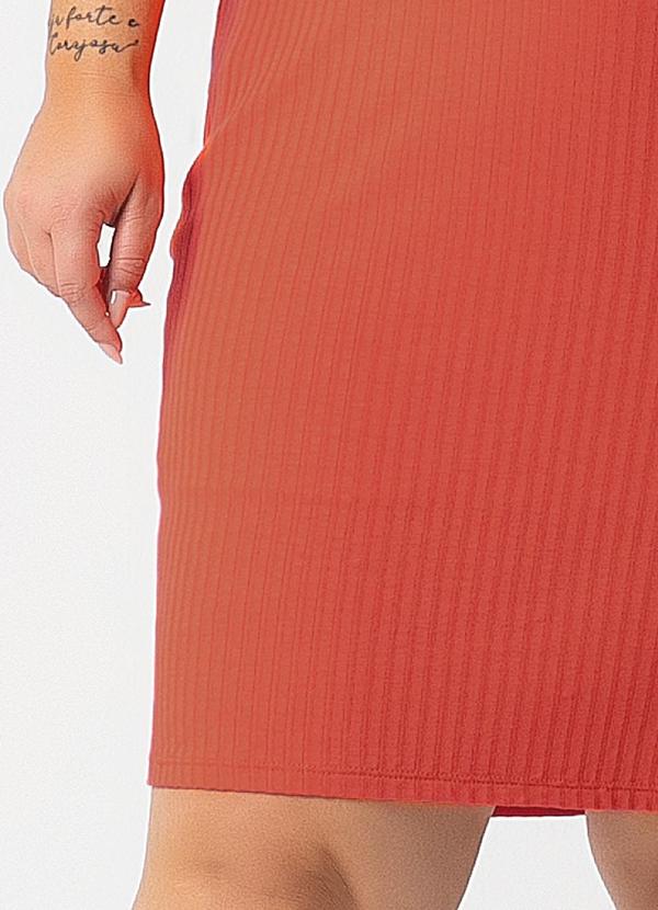 Habana - Vestido Plus Size Canelado Básico Laranja 1