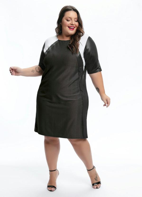 Mink - Vestido Plus Size Cinza com Mangas Cirrê