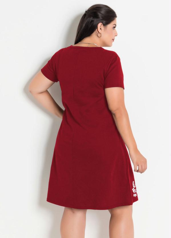 Marguerite - Vestido Plus Size com Barra Floral Vermelho 2