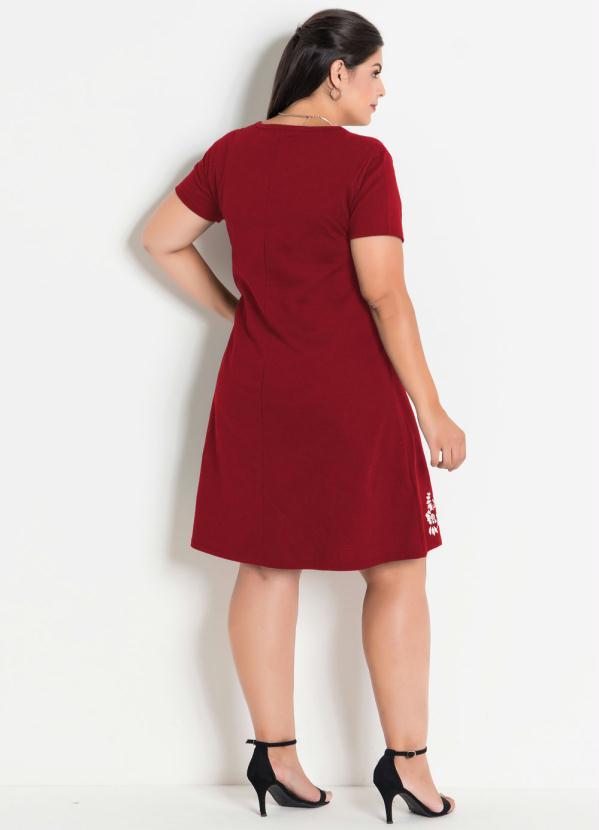 Marguerite - Vestido Plus Size com Barra Floral Vermelho 4