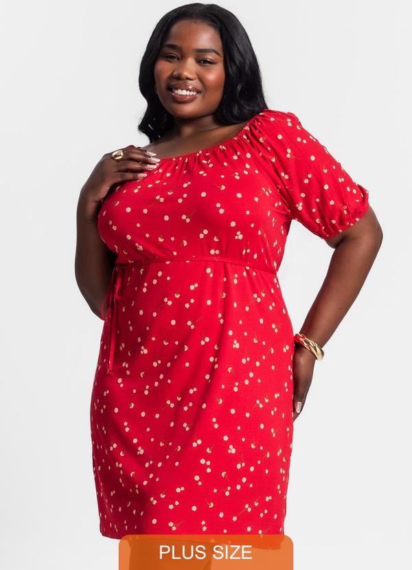 Secret Glam - Vestido Plus Size com Cinto Vermelho