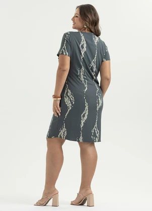 Cativa - Vestido Plus Size Curto Canelado Cinza Escuro - CATIVA