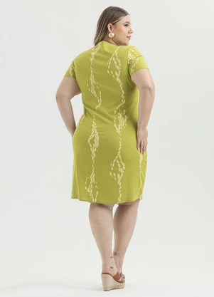 Cativa - Vestido Plus Size Curto Canelado Verde - CATIVA