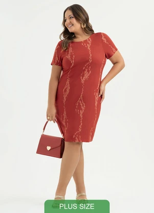 Cativa - Vestido Plus Size Curto Canelado Vermelho - CATIVA