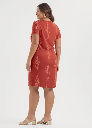 Cativa - Vestido Plus Size Curto Canelado Vermelho - CATIVA