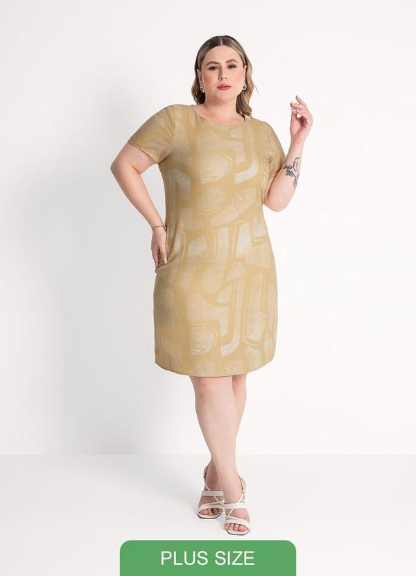 Habana - Vestido Plus Size Curto em Viscose Caramelo