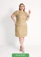 Habana - Vestido Plus Size Curto em Viscose Caramelo - variação: Caramelo