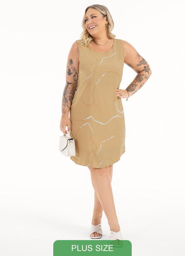 Habana - Vestido Plus Size Curto em Viscose Caramelo 1