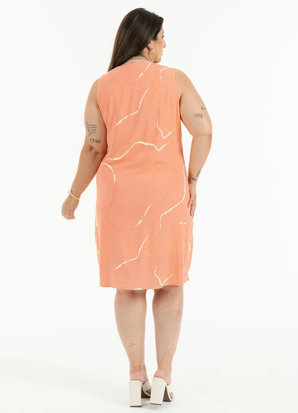 Habana - Vestido Plus Size Curto em Viscose Laranja Claro 2