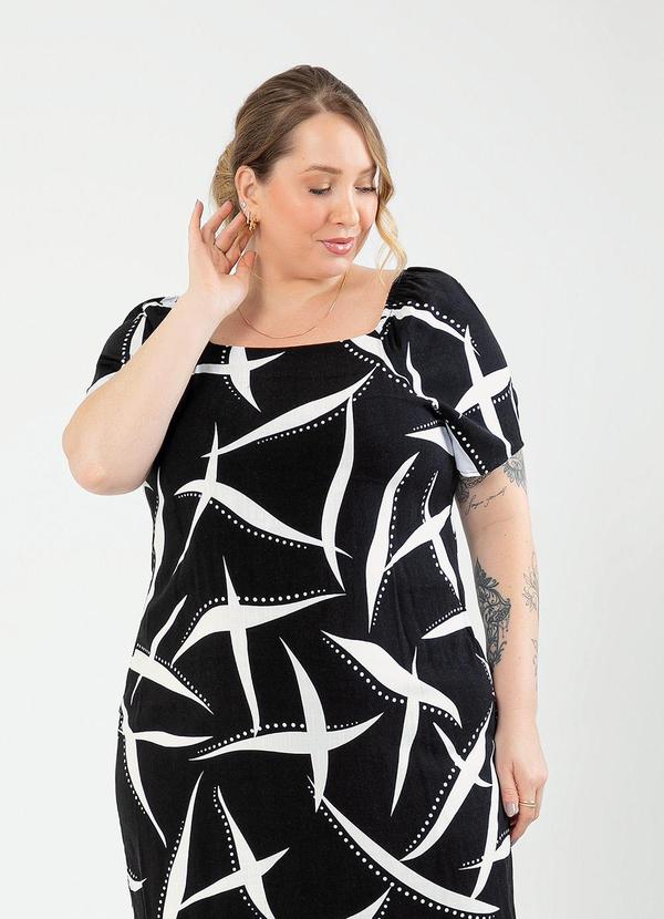 Cativa - Vestido Plus Size Curto em Viscose Preto 3