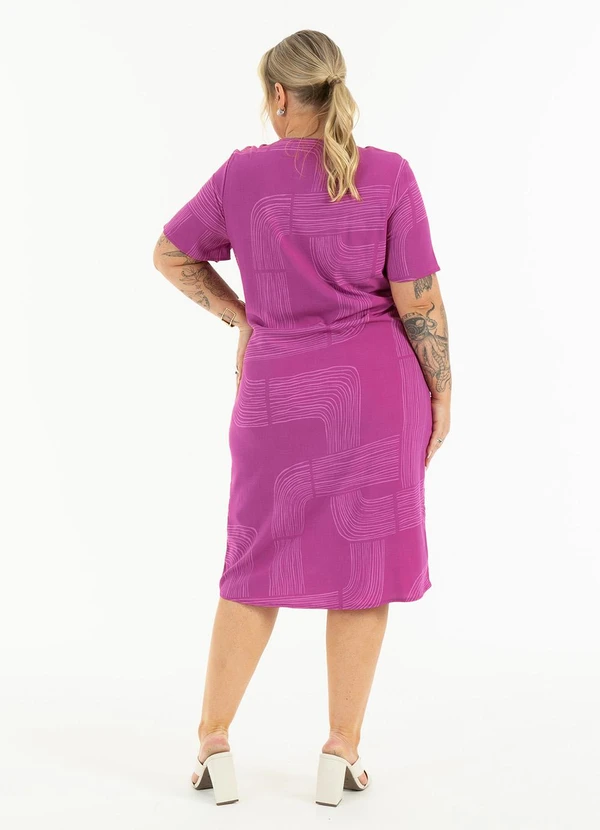 Habana - Vestido Plus Size Curto em Viscose Roxo 2