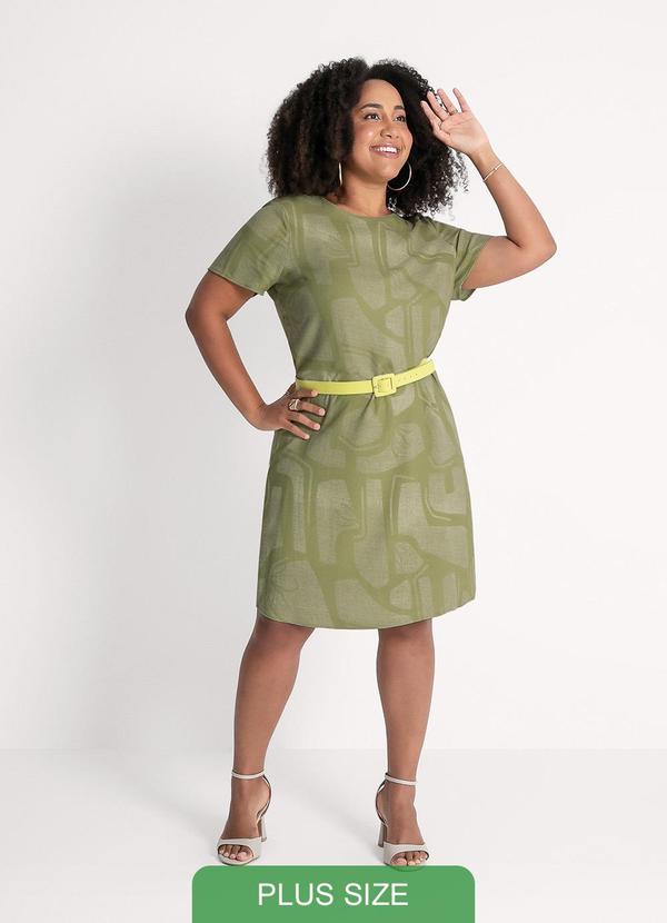 Habana - Vestido Plus Size Curto em Viscose Verde