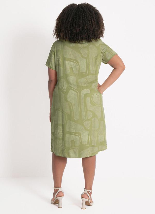 Habana - Vestido Plus Size Curto em Viscose Verde 2