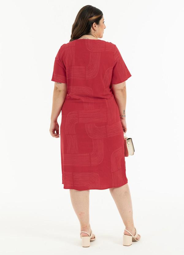 Habana - Vestido Plus Size Curto em Viscose Vermelho 2