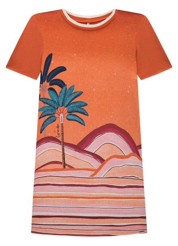 Lunender Mais Mulher - Vestido Plus Size Curto Estampa Frontal Laranja 7