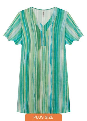 Lunender Mais Mulher - Vestido Plus Size Curto Estampado Verde - LUNENDER MAIS MULHER