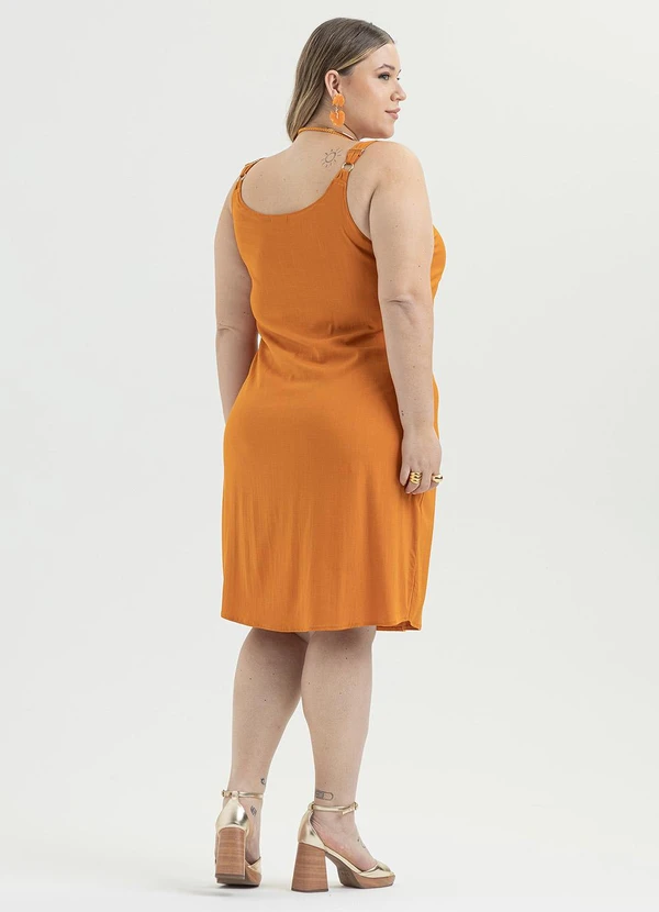 Cativa - Vestido Plus Size Curto Viscose Laranja Escuro 2
