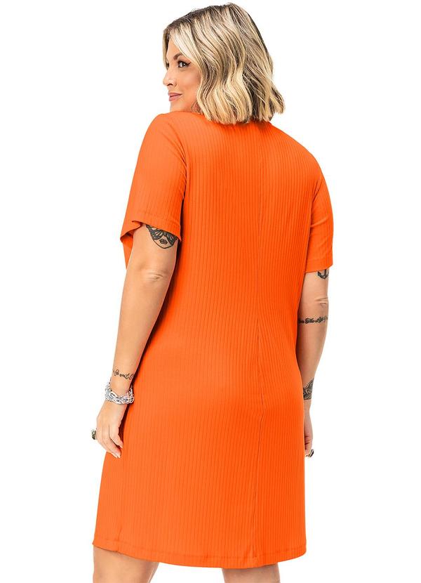 Secret Glam - Vestido Plus Size em Ribana Canelada Laranja 2