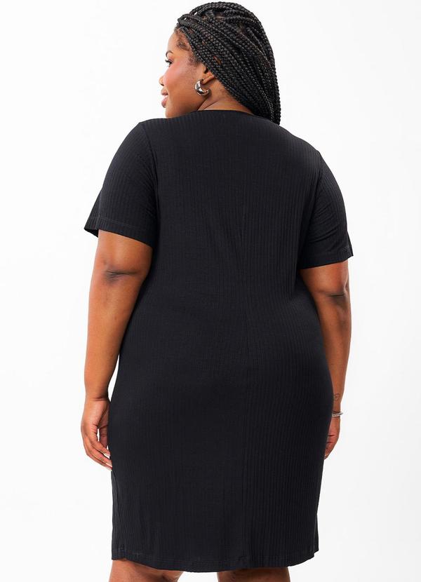 Secret Glam - Vestido Plus Size em Ribana Canelada Preto 2