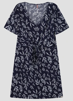 Cereja Rosa - Vestido Plus Size em Tecido Plano Azul - CEREJA ROSA