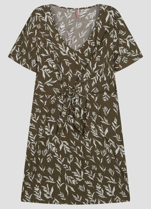 Cereja Rosa - Vestido Plus Size em Tecido Plano Verde - CEREJA ROSA