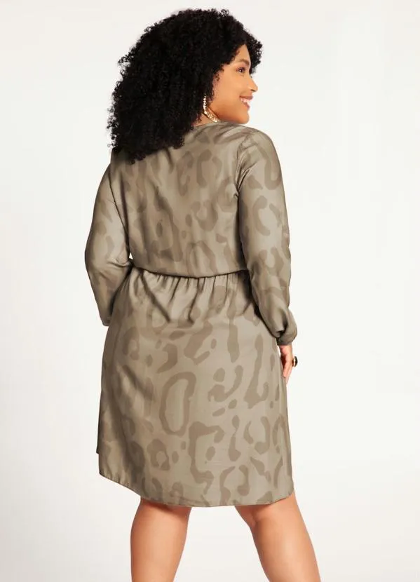 Lunender Mais Mulher - Vestido Plus Size em Viscose com Bege 2