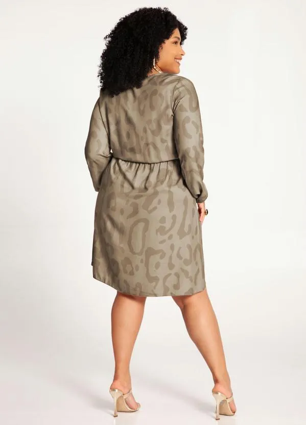 Lunender Mais Mulher - Vestido Plus Size em Viscose com Bege 4