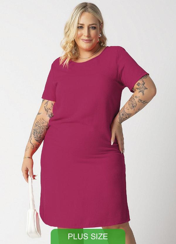 Habana - Vestido Plus Size em Viscose Rosa