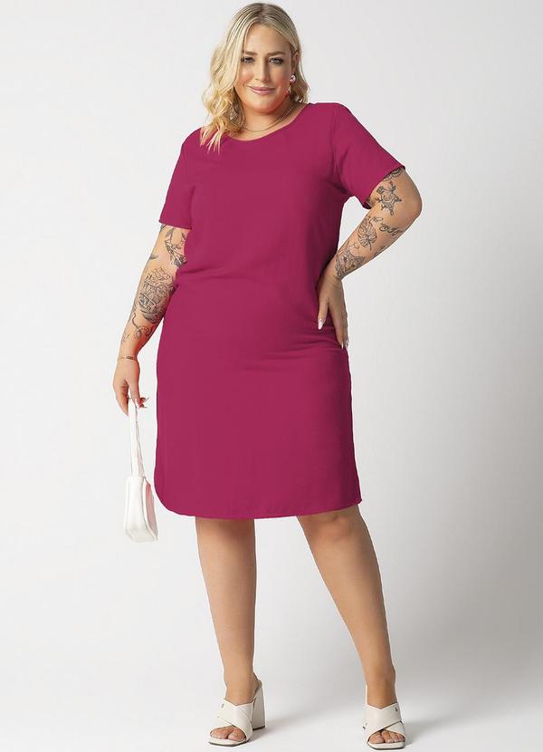 Habana - Vestido Plus Size em Viscose Rosa 2
