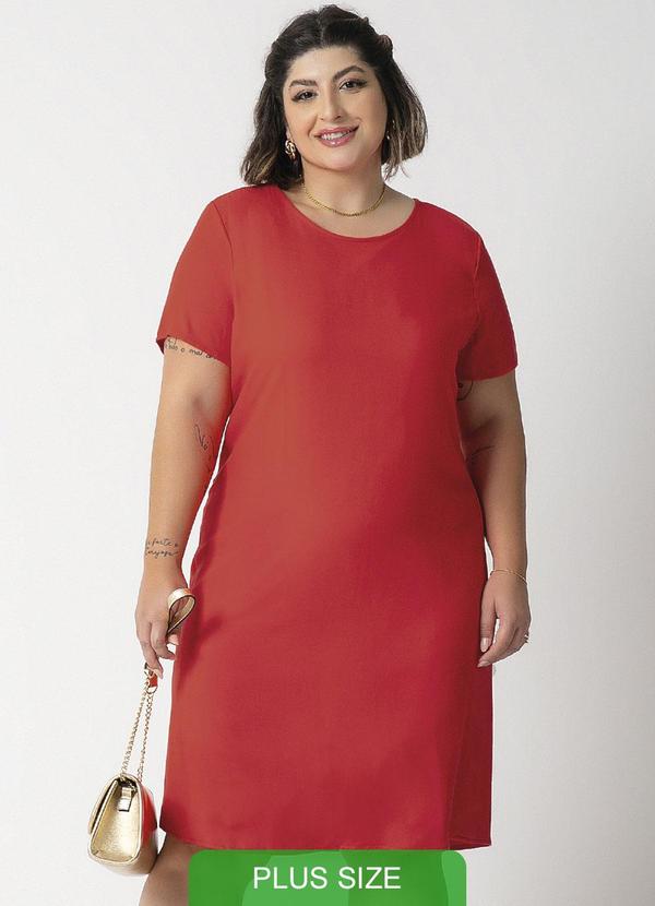 Habana - Vestido Plus Size em Viscose Vermelho